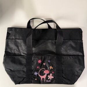 Barbie Black Tote with Embroidered Pink Cat